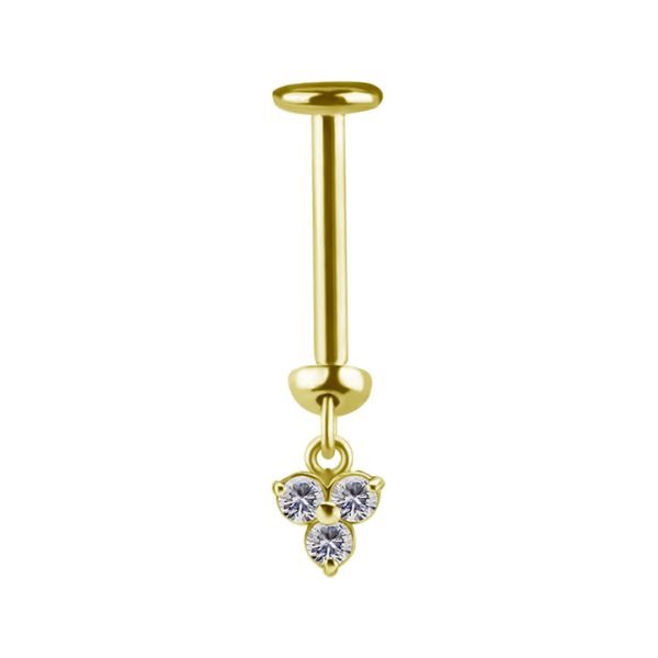 Image of 18k gold threadless jewelled attachment for vertical helix